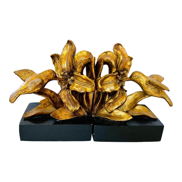 Pair of Gilt Hummingbird Bookends For Sale