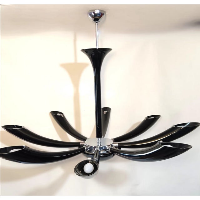 Large Postmodern Murano Glass Nero Infinito Ceiling Light by Seguso for Gallery Gritti Milano, 1990s For Sale - Image 4 of 12