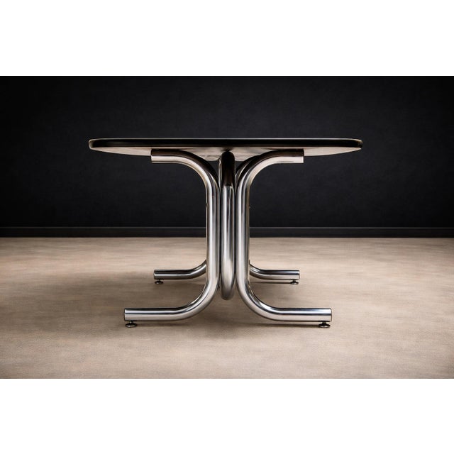 Geraldo de Barros “Torm” Conference Dining Table in Chrome & Brazilian Rosewood (Jacaranda), Brazil, 1970s – Lot 7 For Sale - Image 14 of 17