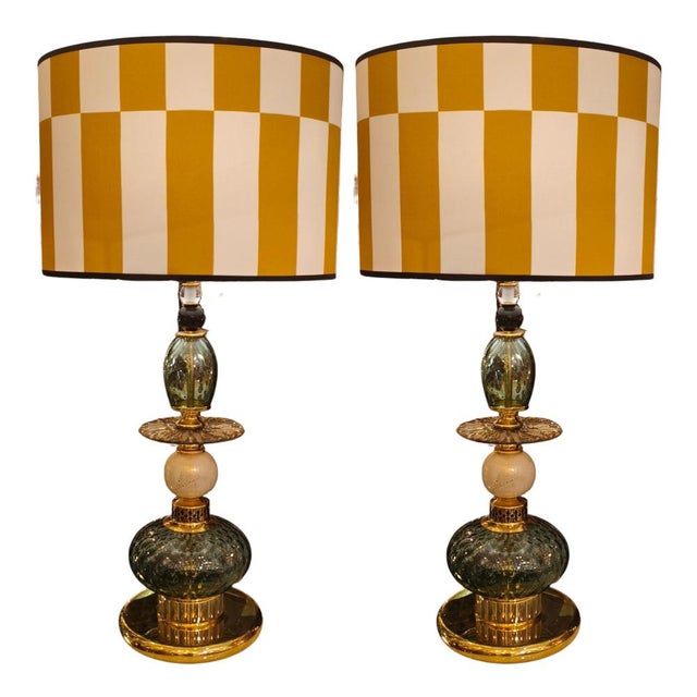 Murano Glass Lamps, 1970s, Set of 2 For Sale - Image 3 of 3
