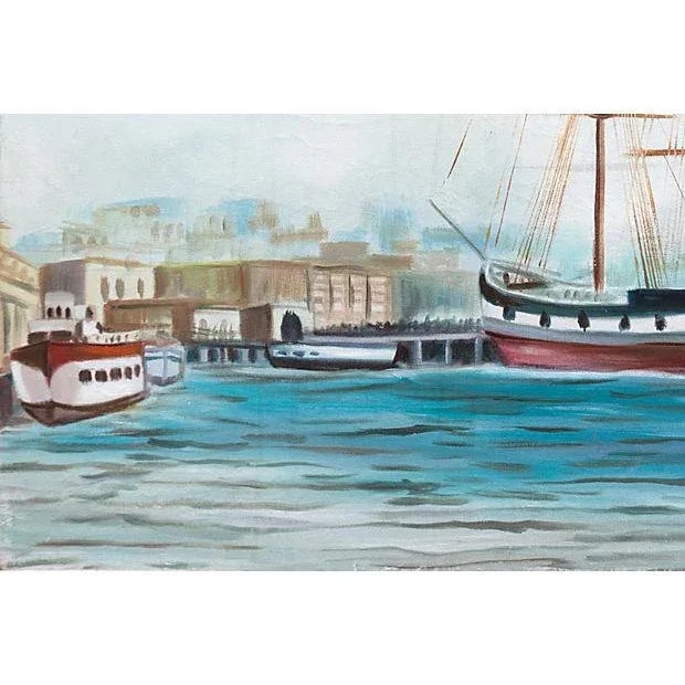 'Three Master in San Francisco Bay' by Grace Hayne, 1972, American Artist, Telegraph Hill, Coit Tower For Sale - Image 4 of 8