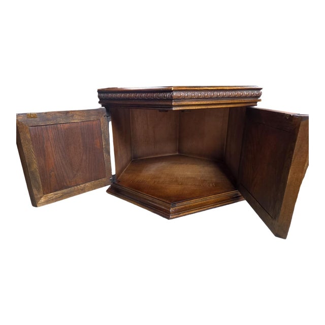 Vintage 1970s Lane Furniture Carved Hexagonal Parquet Storage End Tables, Pair For Sale - Image 10 of 11