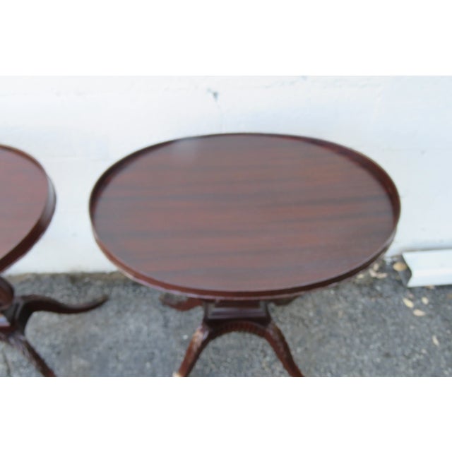 Mahogany Harp Claw Feet Side End Tables a Pair For Sale - Image 4 of 12