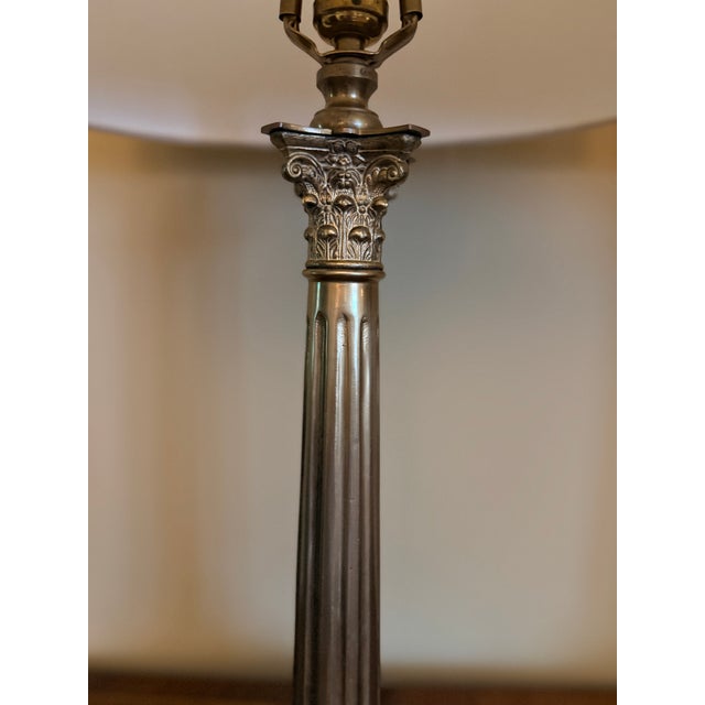 Neoclassical Pair of Neoclassical Brass Lamps For Sale - Image 3 of 8