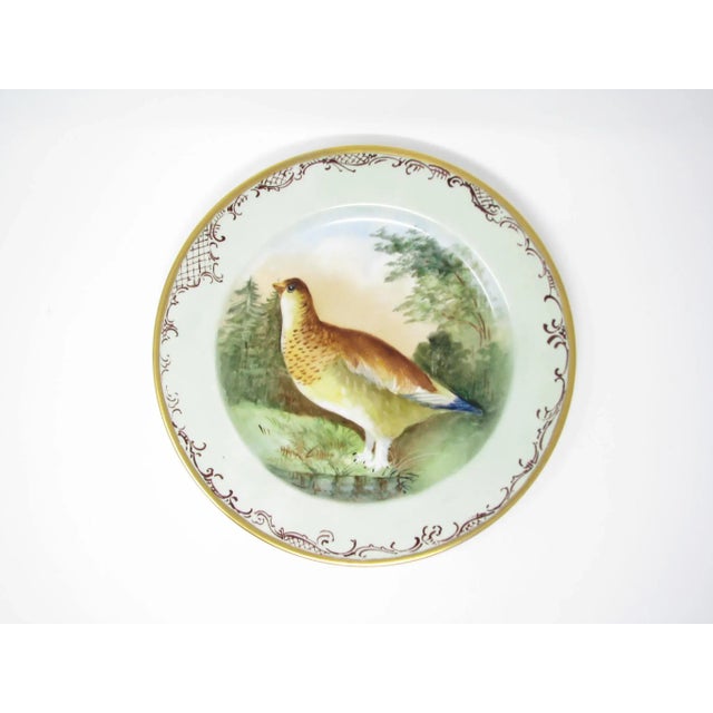Metal Antique Jean Pouyat Jpl Limoges France Hand-Painted Plates With Game Birds - Set of 5 For Sale - Image 7 of 13