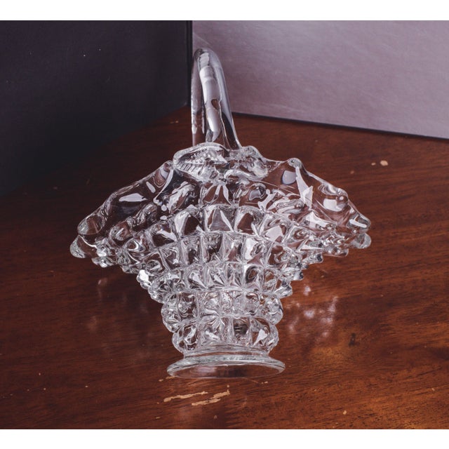 Transparent Ercole Barovier Rostrato Murano Italian Glass Basket Centerpiece Vase, 1940s For Sale - Image 8 of 13
