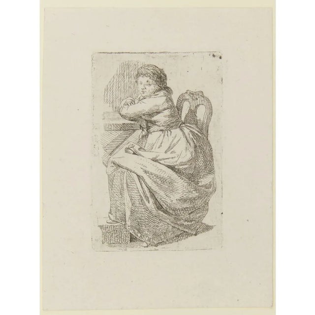 Johann Gottfried Schadow (1764 Berlin - 1850 ibid.): Sitting young woman, c. 1784, EtchingTechnique: Etching on PaperDate:...