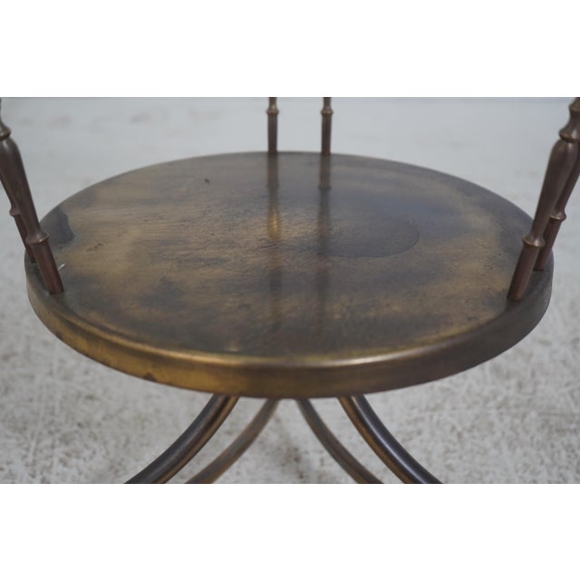 Brass Vintage Regency Style Glass Top Brass Base Occasional Table For Sale - Image 8 of 10