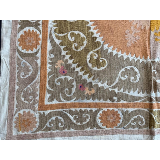 Decorative Tashkent Suzani Tablecloth 4'11'' X 5' For Sale In New York - Image 6 of 17
