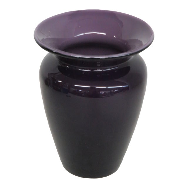 Deep Purple Vase Two Tone Vintage Ceramic Flower Display Container 4749b For Sale
