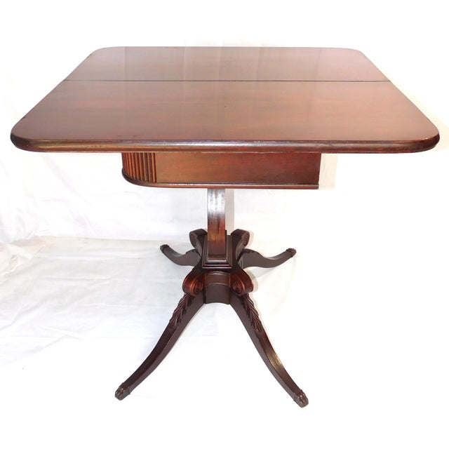 Late 1930s Vintage Lexington Chair Company Mahogany Veneer Lyre Flip-Top Game Table For Sale - Image 13 of 18