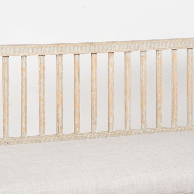 Early 19th Century 19th Century Swedish Gustavian Gray Painted Bench For Sale - Image 5 of 14