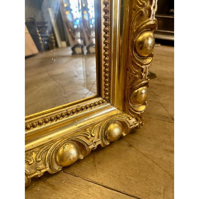 Antique French Ornate Gold Gilt Mirror, 1850 For Sale - Image 4 of 15