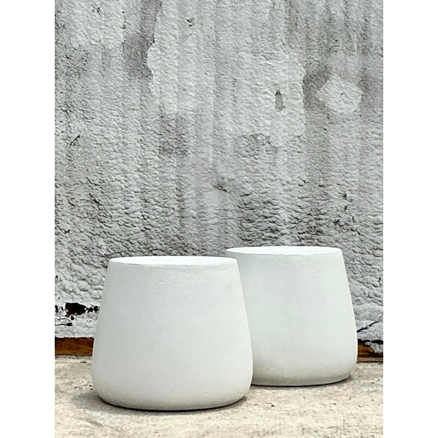 Vintage Coastal Molded Fiberglass Outdoor Side Tables - A Pair For Sale - Image 10 of 11
