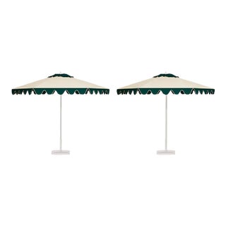 Mint Mojito 9' Patio Umbrella, Dark Green & Cream, Set of 2 For Sale