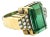 1970s Emerald Cut Green Tourmaline and Diamond 18k Gold Statement Ring, Size 7.5 For Sale