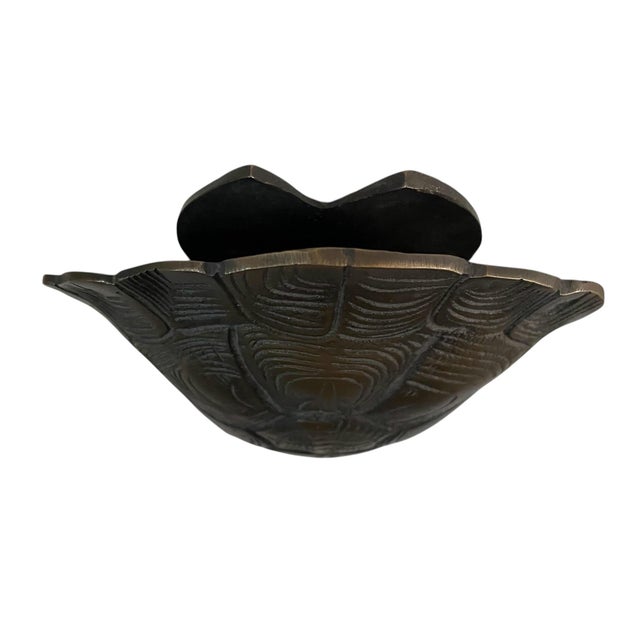 11.5" Turtle / Tortoise Shell Bronze Metal Sculpture on Platform Base For Sale - Image 4 of 7