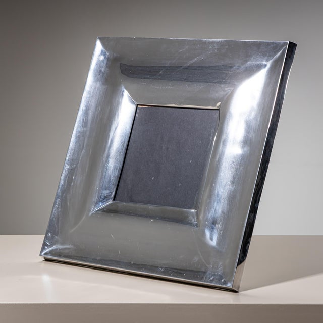 Metal Mid 20th Century Large tabletop picture frame with a back stand and a wide metal border featuring For Sale - Image 7 of 8