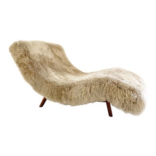 Adrian Pearsall Style Wave Chaise Lounge in New Zealand Sheepskin For Sale