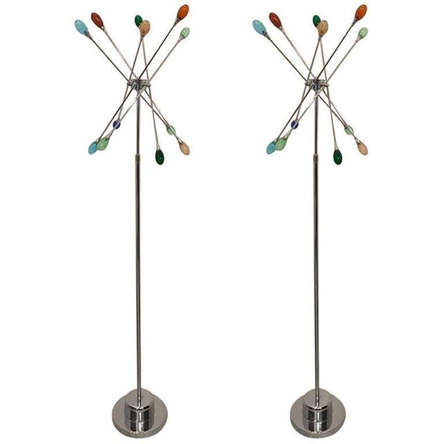 Mid-Century Modern Chrome Sputnik Floor Lamps - a Pair For Sale - Image 10 of 10