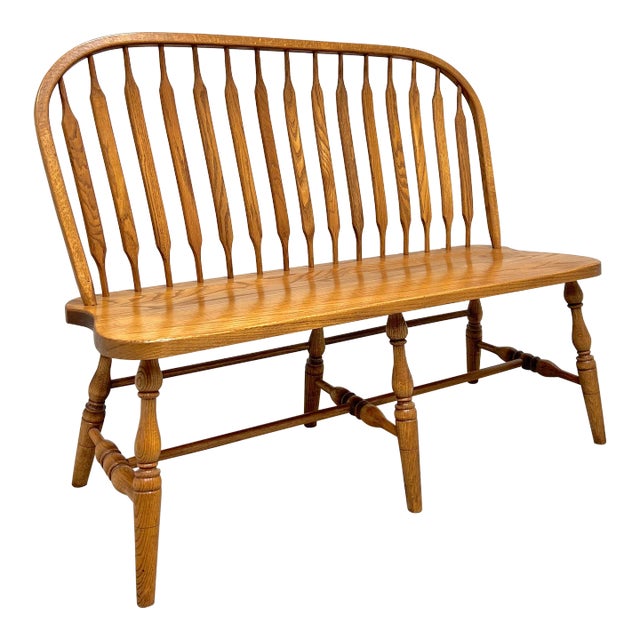 Amish Made Rockford Style Oak Windsor Bench For Sale