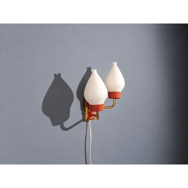 1940s 1940s Swedish Modern, Wall Sconce, Brass, Lacquered Metal, Glass40s For Sale - Image 5 of 10