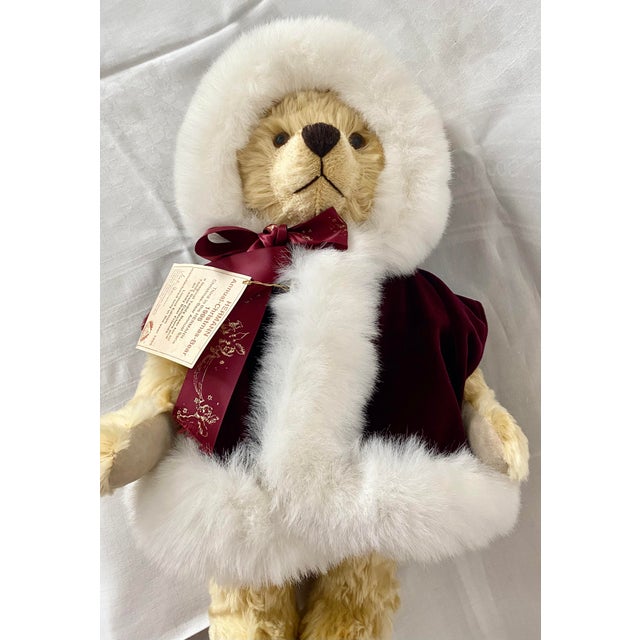 Vintage 1996 Mohair Hermann-Coburg Annual Christmas Bear - Limited Edition German Mohair Teddy Bear With Growler, Tags Included Excellent Condition For Sale - Image 12 of 14