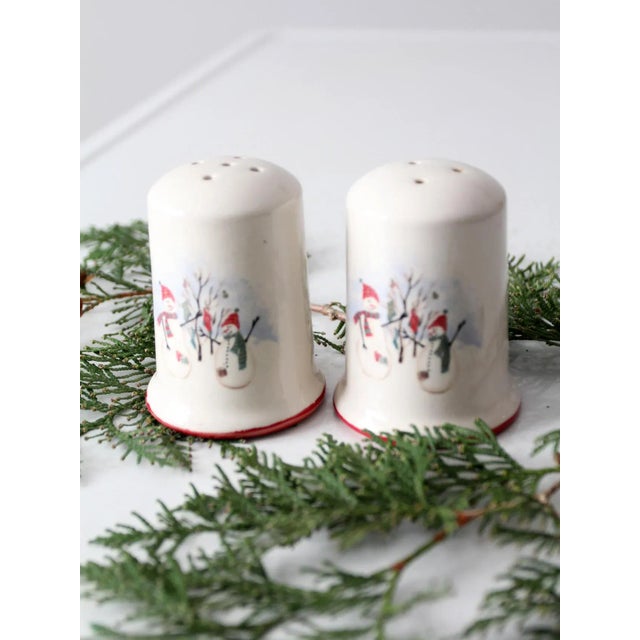 Vintage Royal Season Stoneware Snowman Salt & Pepper Shakers For Sale - Image 9 of 9