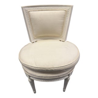 Vintage Boudoir Chair W' Silk Upholstery Down Seat For Sale