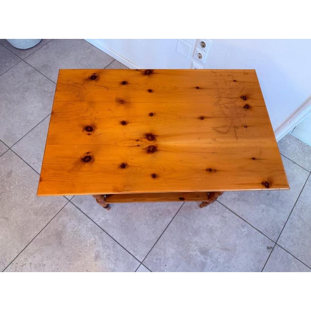 Brown Farmhouse Side Table in Pine For Sale - Image 8 of 9