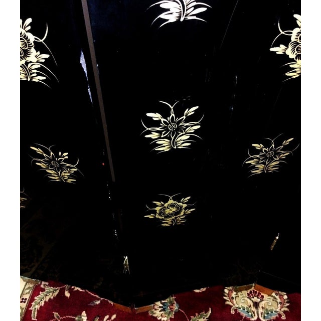 Vintage Chinese Carved Stone Jade Lacquer 4 Panel Dressing Screen Room