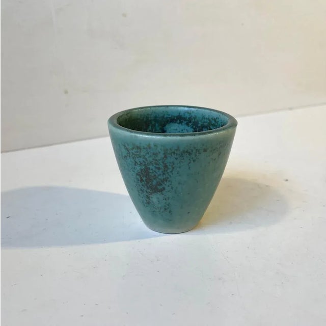Stoneware Vase in Green Glaze, Saxbo, 1950s For Sale - Image 4 of 10