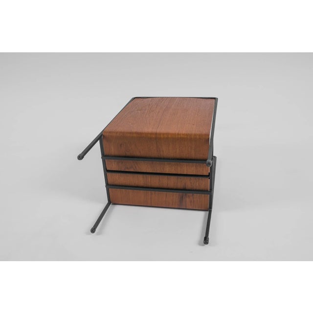 Black Vintage Scandinavian Magazine Rack in Teak and Metal, 1960s For Sale - Image 8 of 9