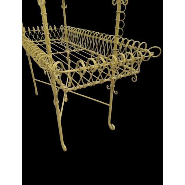 French Country Vintage French Country Yellow Palm Beach Regency Pagoda Wire Bakers Rack Plant Stand For Sale - Image 3 of 13