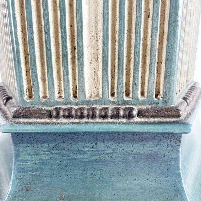 Hexagonal Ivory and Turquoise Wooden Column, 1940s For Sale - Image 6 of 8