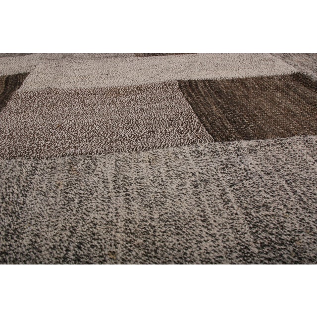 1950s Vintage Mid-Century Kilim Wool Beige Brown and Gray Patchwork Pattern For Sale In New York - Image 6 of 9