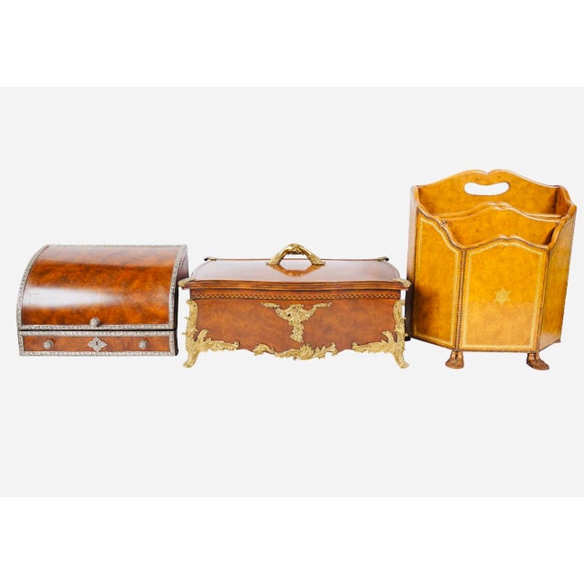 Animal Skin Maitland Smith, Leather Magazine Rack, Regency Style, Brass Paw Feet, Tooled Leather, English Traditional, Hollywood Regency, Luxury Decor, For Sale - Image 7 of 10