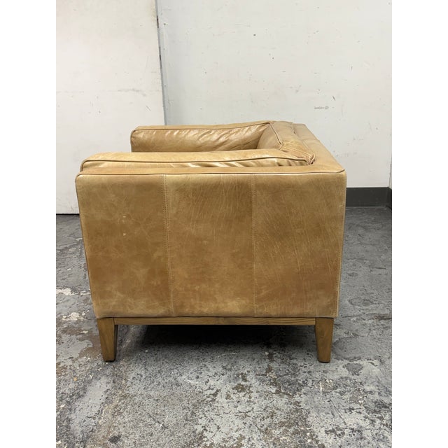 Contemporary Tan Leather Armchair For Sale - Image 4 of 12