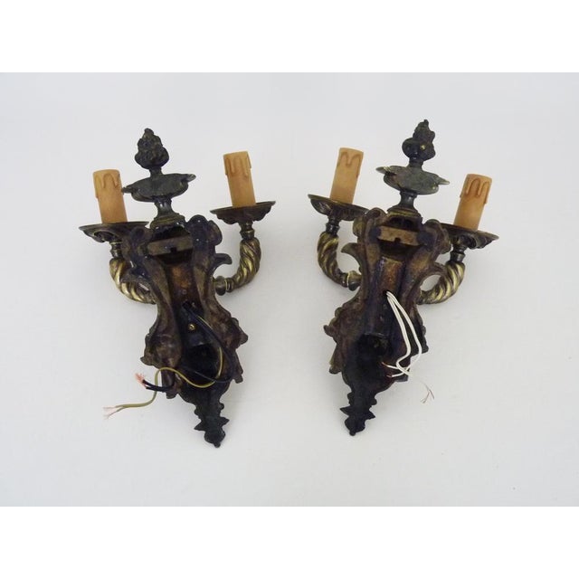 Gold Napoleon III Wall Lights in Bronze, Set of 2 For Sale - Image 8 of 9