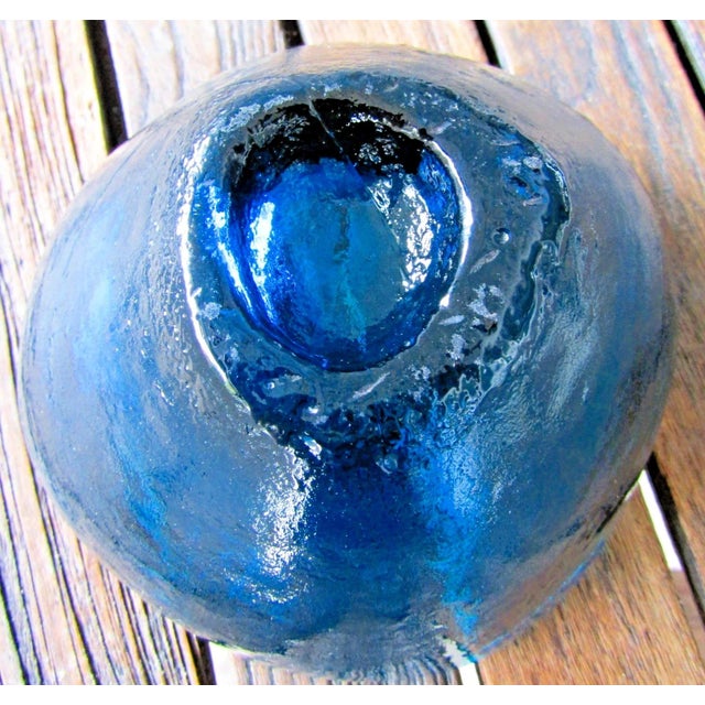 Italian Mid-Century Blue Glass Free Form Bowl 1950s Attributed to Murano For Sale - Image 10 of 11