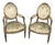 Pair Louis XVI Gilt Frame Upholstered Armchairs For Sale