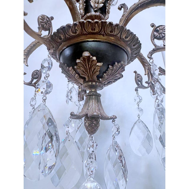 Brass 1950s Decorative Black and Bronze Chandelier For Sale - Image 8 of 10