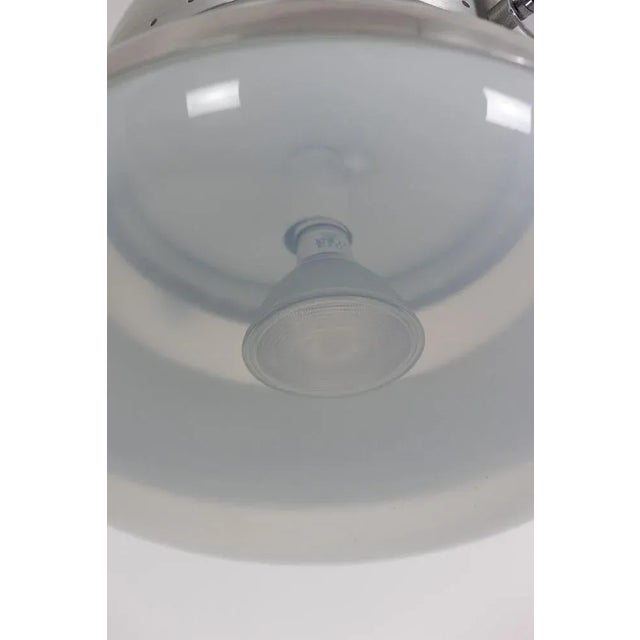 Industrial Style Pendant Light in Brushed and Opaline Metal, 1970s For Sale - Image 12 of 13