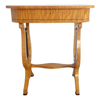 Vintage Biedermeier Style Lyre-Shaped Table, 1920 For Sale