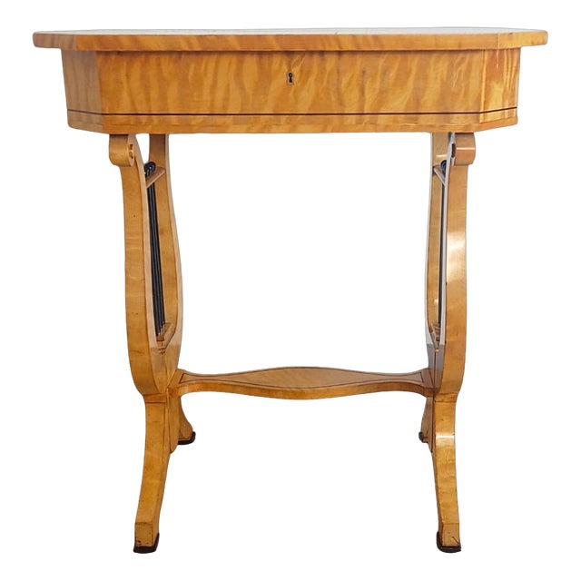 Vintage Biedermeier Style Lyre-Shaped Table, 1920 For Sale