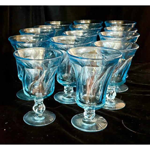 1950s Fostoria Jamestown Blue Goblets - 14 pcs For Sale - Image 12 of 12
