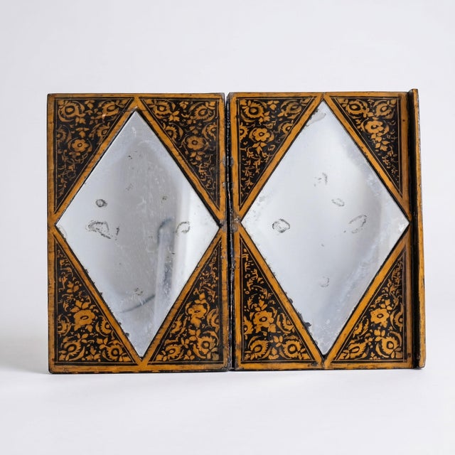 Qajar-Era Court Mirror in Lacquered Wood, 19th Century For Sale - Image 4 of 7