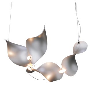 Dune 4 Curve Chandelier with Silver Anodized Shades by Daniel Becker For Sale