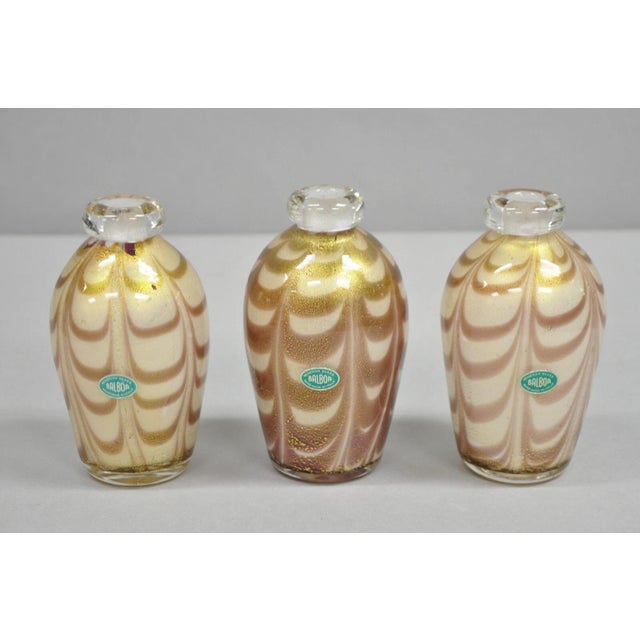 Vintage (New old stock) Balboa Barovier Toso Handblown Murano Glass Small 6" Pink and Gold Perfume Decanter Bud Vase....