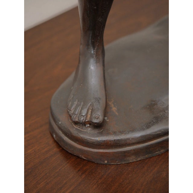 Metal After Auguste Moreau, Statue Of A Boy with A Flute, Bronze For Sale - Image 7 of 11